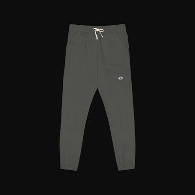 Embroidered Minimal Logo Sweatpants — Garment-Dyed Fleece Joggers